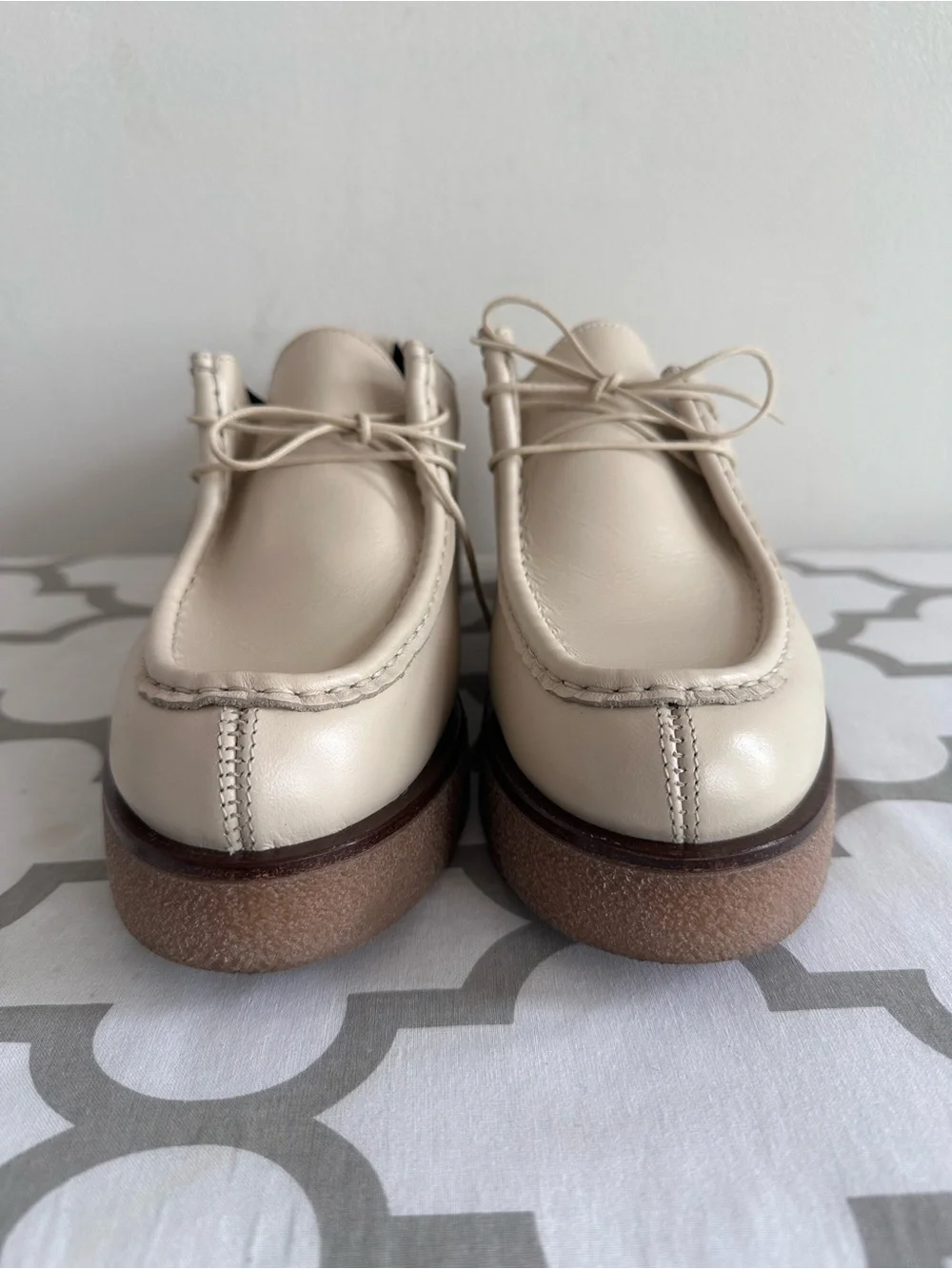KOIO Cream Leather Lace-Up Platform Shoes